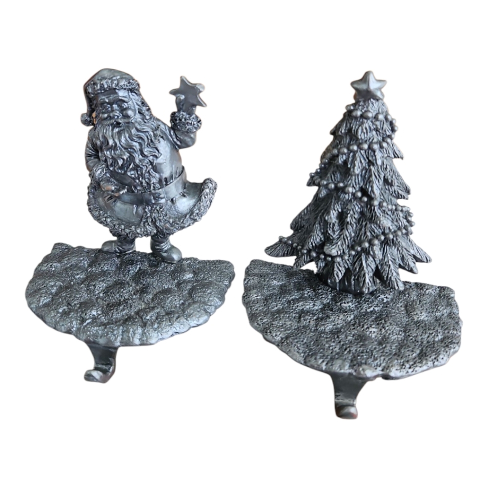 Vintage Pewter Stocking Holders